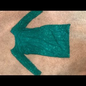 Teal Sequin lace overlay dress